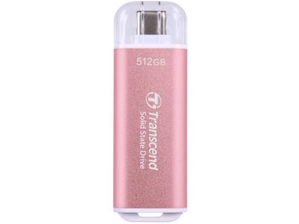 Transcend ESD300P 512GB, External SSD, USB 10Gbps, Type C, 1050MB/R, 950MB/W, růžový