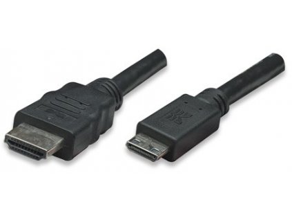 MANHATTAN kabel High Speed HDMI 3D, Mini HDMI Male to Male, stíněný, černý, 1,8m