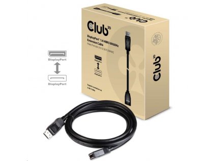 Club3D Kabel prodlužovací DisplayPort 1.4 HBR3 8K60Hz (M/F), 2m, 28 AWG