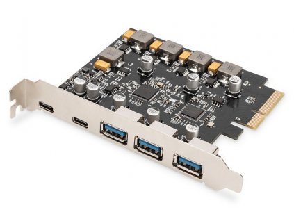 Digitus USB 3.1 přídavná karta PCI Express 2x USB-C + 3x USB A