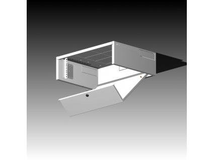 Rack Typ - 502-3U/500 plechové dveře, šedý