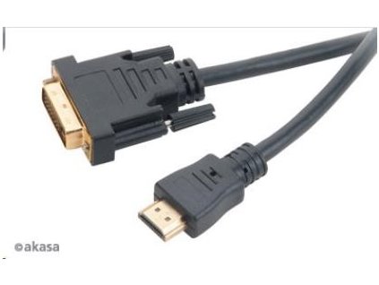 AKASA kabel DVI-D na HDMI, pozlacené konektory, 2m