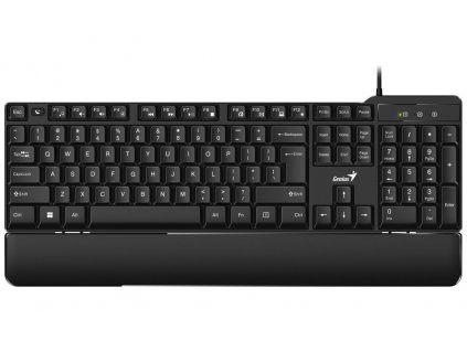 Genius KB-100XP, Klávesnice, drátová, ergo předložka, CZ+SK layout, USB, černá