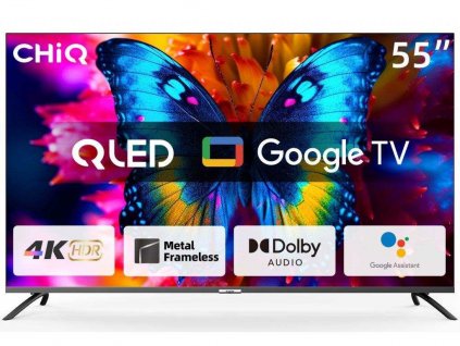 CHiQ U55QM8E TV 55", UHD, QLED, smart, Google TV, dbx-tv, Dolby Audio, Frameless