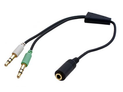 Redukce Roline audio 4pólový jack3,5(F) -> 2x jack 3,5(M), 39cm kabel