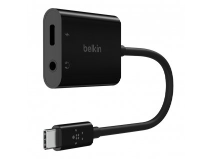 Belkin USB-C adaptér/rozdvojka 1x USB-C M/ 1x USB-C F napájení 60W + 1x 3,5mm jack, černá