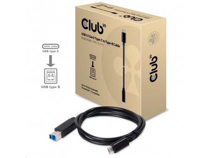 Club3D Kabel USB 3.1 typ C Gen2 na USB typ B (M/M), 1m