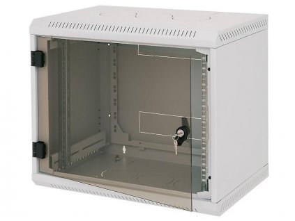 Rack Triton 19" jednodílný 6U/600mm prosklené dveře, šedý