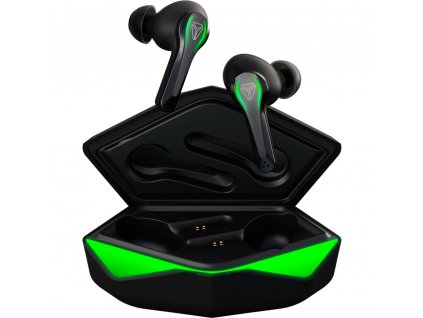 Sluchátka Yenkee Rage YHP 03BT TWS, herní, bezdrátová, s mikrofonem, černo-zelená