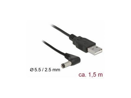 Delock USB Power Cable to DC 5.5 x 2.5 mm male 90° 1.5 m