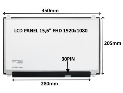 LCD PANEL 15,6'' FHD 1920x1080 30PIN MATNÝ IPS / ÚCHYTY NAHOŘE A DOLE
