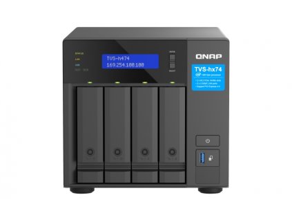 QNAP TVS-h474-PT-8G (2core 3,7GHz, ZFS, 8GB RAM, 4x SATA, 2x M.2 NVMe, 2x PCIe, 2x 2,5GbE, 1x HDMI)