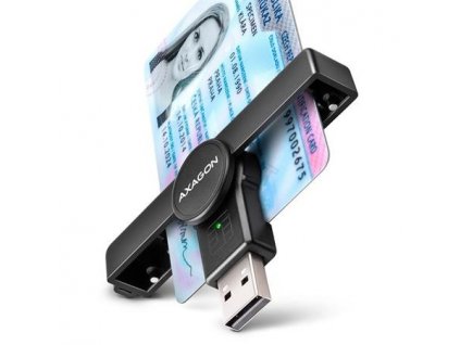 AXAGON CRE-SMPA Skládací kapesní USB-A čtečka kontaktních Smart karet. Vhodná pro aplikaci eObčanka.