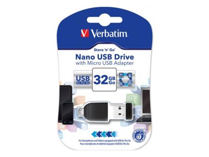 VERBATIM Store 'n' Stay NANO 32GB USB 2.0 + OTG adapter černá