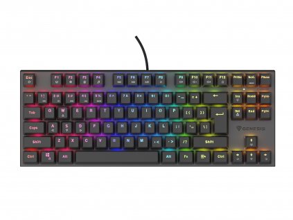 Genesis herní mechanická klávesnice THOR 303/TKL/RGB/Outemu Peach Silent/Drátová USB/US layout/Černá