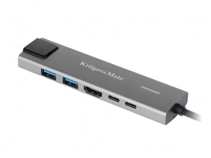 Adaptér Kruger&Matz USB typu C na HDMI/2x USB3.0/2x USB typu C/RJ45