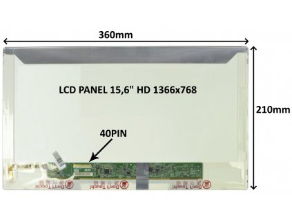 LCD PANEL 15,6'' HD 1366x768 40PIN LESKLÝ / ŠROUBOVÁNÍ Z BOKŮ