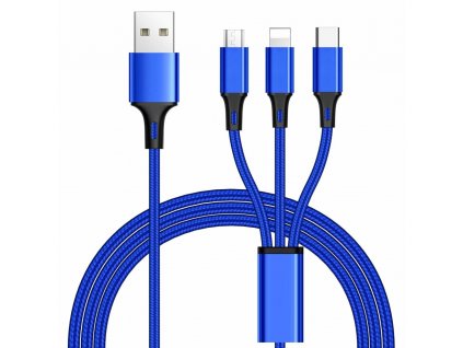 PremiumCord 3 in 1 USB kabel, 3 konektory USB typ C + micro USB + Lightning pro Apple, 1.2m