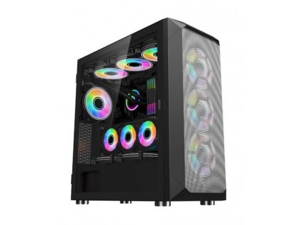 1stCOOL Middle Tower WIND STORM Black, ATX černý, bez zdroje, ATX (2xUSB2+ 1xUSB3+ Audio, bočnice) (PC case)