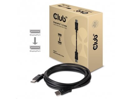 Club3D Kabel certifikovaný DisplayPort 1.2, 4K60Hz UHD (M/M), 3m, 30 AWG