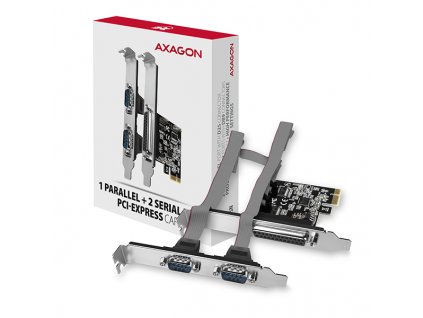 AXAGON PCEA-PSN, PCIe řadič - 1x paralelní (LPT) + 2x sériový port (RS232) 250 kbps, vč. LP