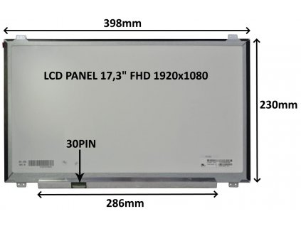 LCD PANEL 17,3'' FHD 1920x1080 30PIN MATNÝ IPS / ÚCHYTY NAHOŘE A DOLE