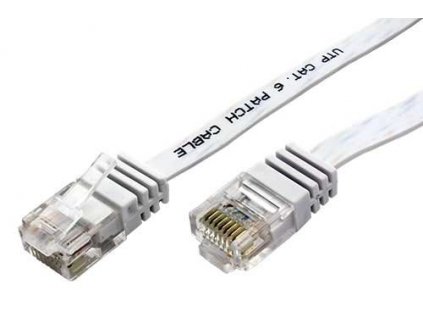 Patch kabel UTP cat 6, 5m plochý - bílý