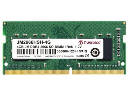 Transcend paměť 4GB SODIMM DDR4 2666 1Rx8 512Mx8 CL19 1.2V