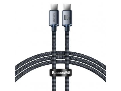 Baseus CAJY000601 Crystal Shine Series Datový Kabel USB-C - USB-C 100W 1,2m Black