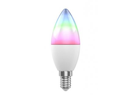 WOOX R9075, smart žárovka E14 230V, WiFi, svíčka, 470lm, vícebarevná RGB+CCT, kompatibilní s Tuya