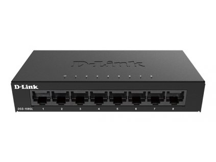 D-Link DGS-108GL/E "8-Port Gigabit Ethernet Metal Housing Unmanaged Light Switch without IGMP- 8-Port 10/100/1000 Mbps