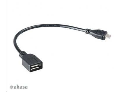 AKASA kabel redukce USB OTG Micro USB male na USB Type-A female, 15cm