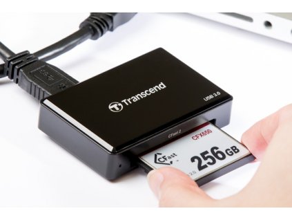 Transcend USB 3.1 (Gen 1) čtečka paměťových karet, černá CFast 2.0/CFast 1.1/CFast 1.0