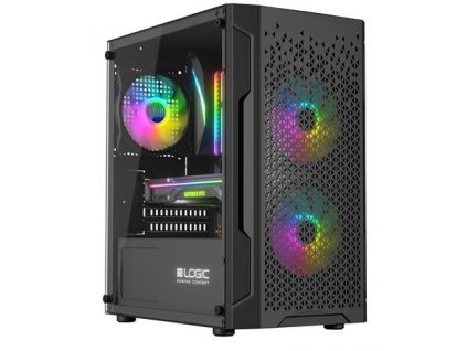 LOGIC PC skříň Aramis ARGB MINI 1x USB 3.0, 2x USB 2.0 + audio, černá, bez zdroje