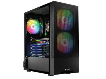 LOGIC PC skříň Arya ARGB MIDI 1x USB 3.0, 2x USB 2.0 + audio, černá, bez zdroje