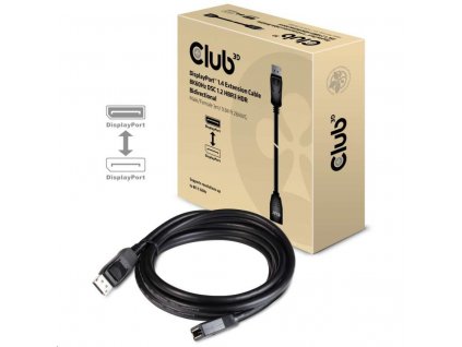 Club3D Kabel prodlužovací DisplayPort 1.4 8K 60Hz DSC 1.2 HBR3 HDR Bidirectional (M/F), 3m