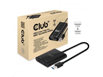 Club3D Adaptér USB A na 2xHDMI 2.0 Dual Monitor 4K 60Hz (M/F)