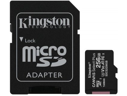 Kingston CANVAS SELECT PLUS/micro SDXC/256GB/100MBps/UHS-I U3 / Class 10/+ Adaptér