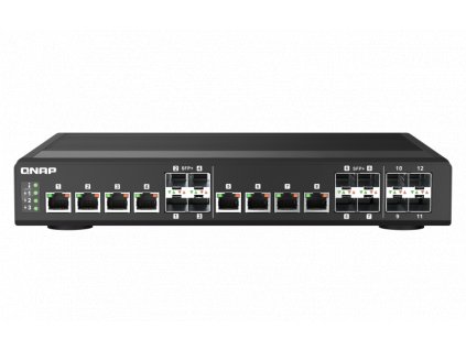 QNAP řízený průmyslový switch QSW-IM1200-8C: 12x 10G porty (4x SFP+ a 8x kombinované SFP+ / RJ-45)