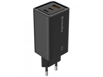 COLORWAY 1x USB a 2x USB-C/ turbo síťová nabíječka/ 65W/ 100V-240V/ Černá