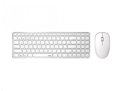 RAPOO set klávesnice a myš 9300M, bezdrátová, Multi-Mode Slim Mouse, Ultra-Slim Keyboard, bílá