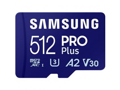 Samsung/micro SDXC/512GB/180MBps/USB 3.0/USB-A/Class 10/+ Adaptér/Modrá