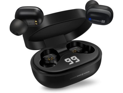 CONNECT IT True Wireless SensorTouch sluchátka do uší s mikrofonem, ČERNÁ