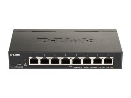 D-Link DGS-1100-08PV2 8-Port PoE Gigabit Smart Managed Switch- 8-Port 1000BaseTX Auto-Negotiating 10/100/1000Mbps Switch