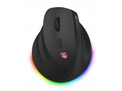 CONNECT IT FOR HEALTH Cloudy Left bezdrátová vertikální myš pro leváky, RGB podsvícení, 2xBT,USB ČERNÁ