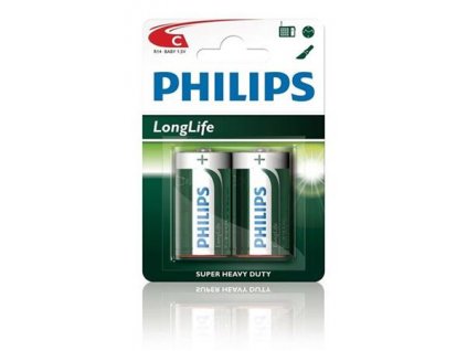 Philips baterie C LongLife zinkochloridová - 2ks, blister