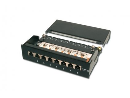 Digitus Desktop CAT 6 Patch Panel, stíněný Class E, 8-port RJ45, 8P8C, LSA, černý, 482x44x109