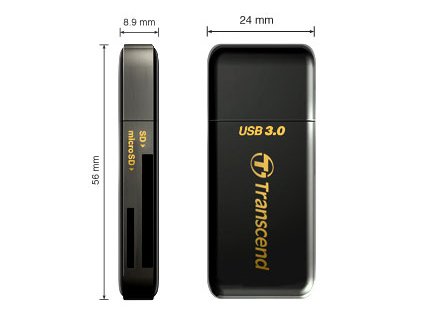 Transcend RDF5 USB 3.0 čtečka paměťových karet SDHC (UHS-I)/SDXC (UHS-I)/microSDHC (UHS-I)/microSDXC (UHS-I), černá