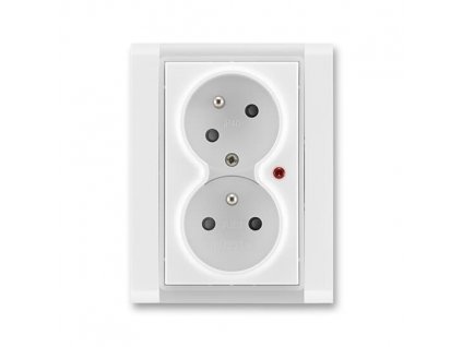 ABB TIME Dvojzásuvka 5593F-C02357 01 s natočenou dutinou, s ochranou před přepětím a optickou signalizací poruchy, bílá/ledová bílá