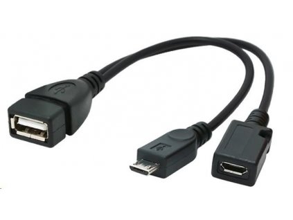 GEMBIRD Kabel USB AF/micro BM + micro BF, OTG + dobíjení, 15cm, pro tablety a smartphone